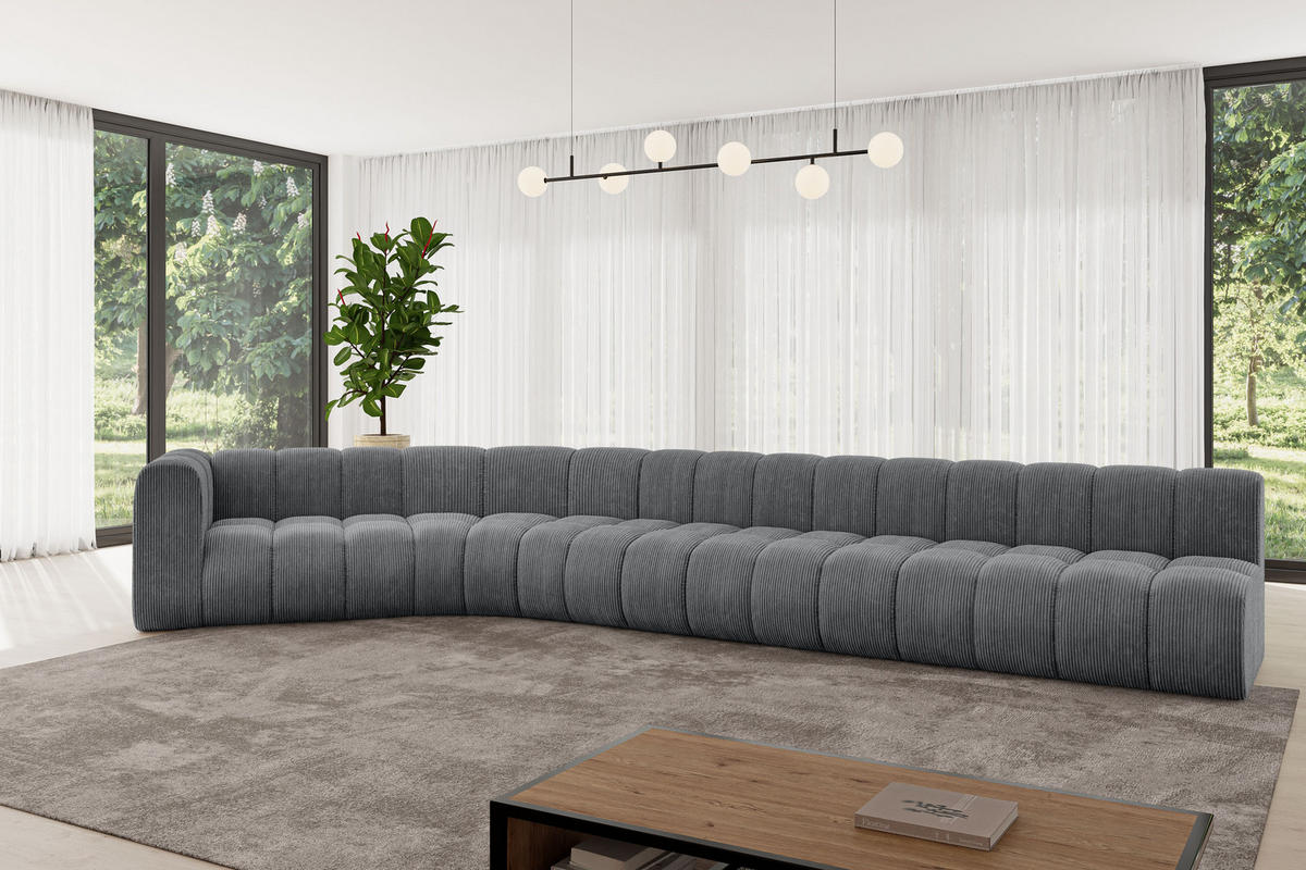 ECKSOFA modulares Sofa Karex-L3 - 490x194x70 cm Dunkelgrau - Dunkelgrau, Holzwerkstoff/Textil (490/194cm) - ALTDECOR