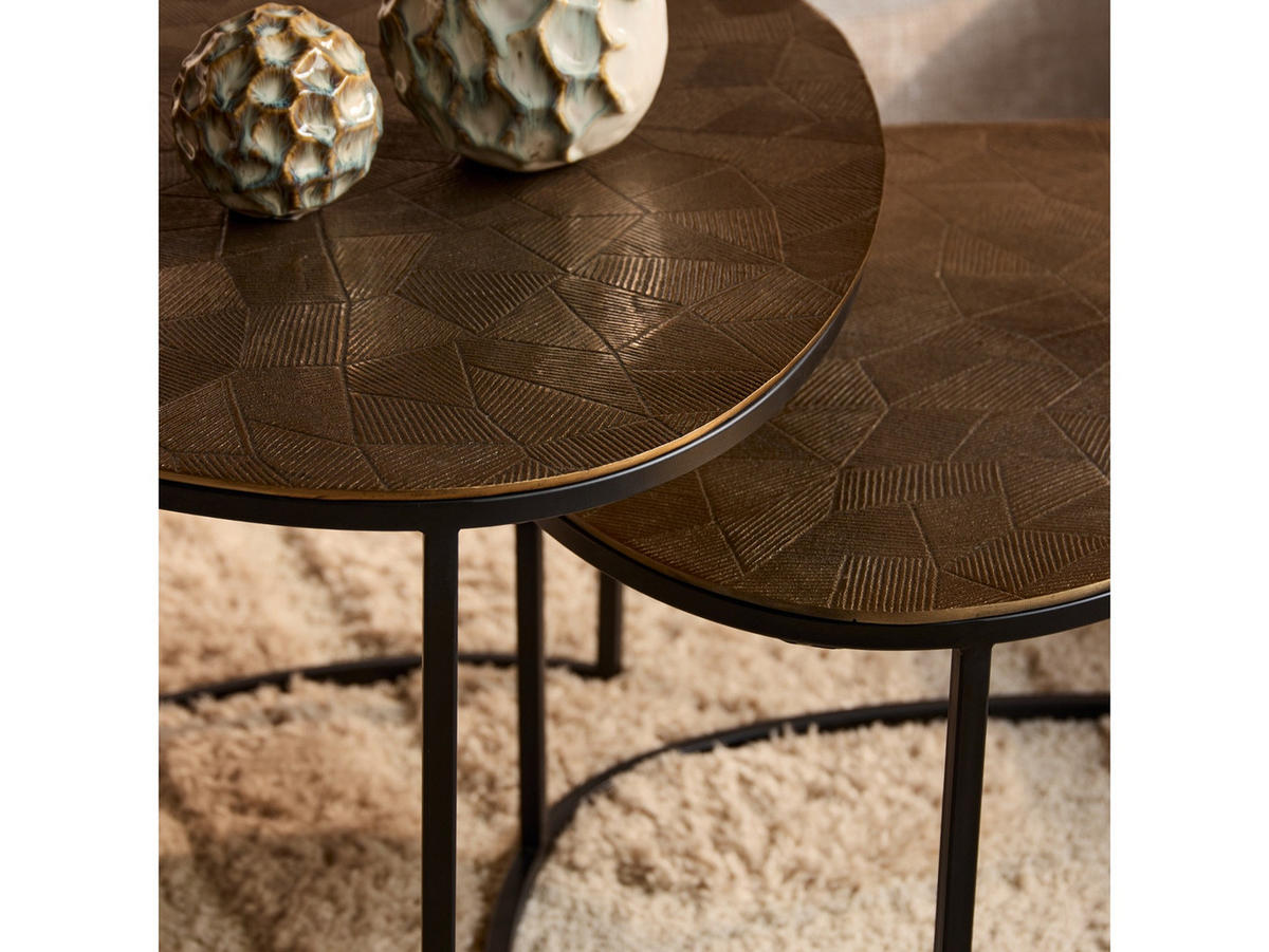 COUCHTISCH Filorin Metall 90 cm / 65 cm + 70 cm / 55 cm Metalic Gold - Goldfarben, Metall (65/90/50cm)