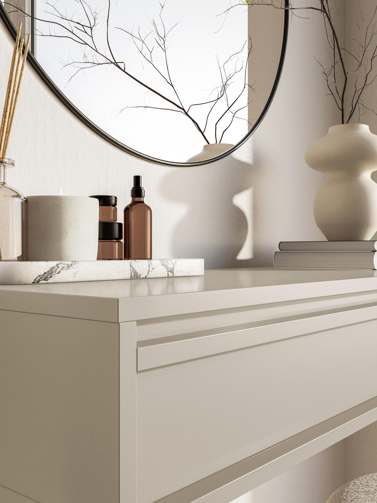 KONSOLENTISCH Evo Graubeige 90 cm - Taupe/Greige, Holzwerkstoff (34/90/17cm) - Selsey