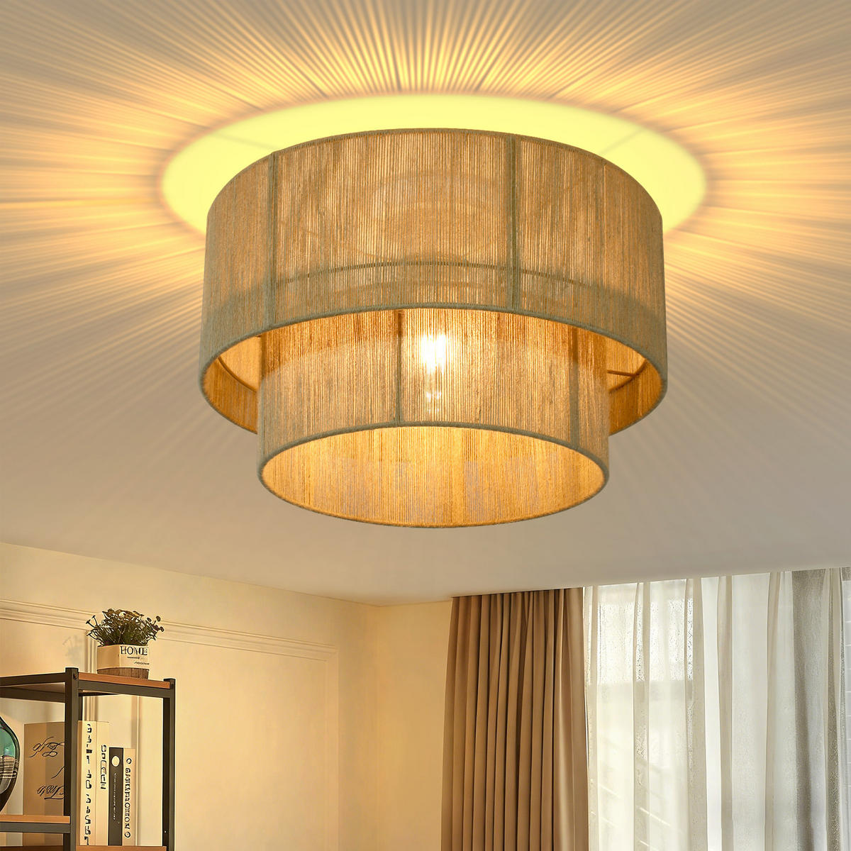 DECKENLEUCHTE Clemens Ⅲ 40/40/28 cm - Braun, Metall (40/40/28cm) - Nettlife