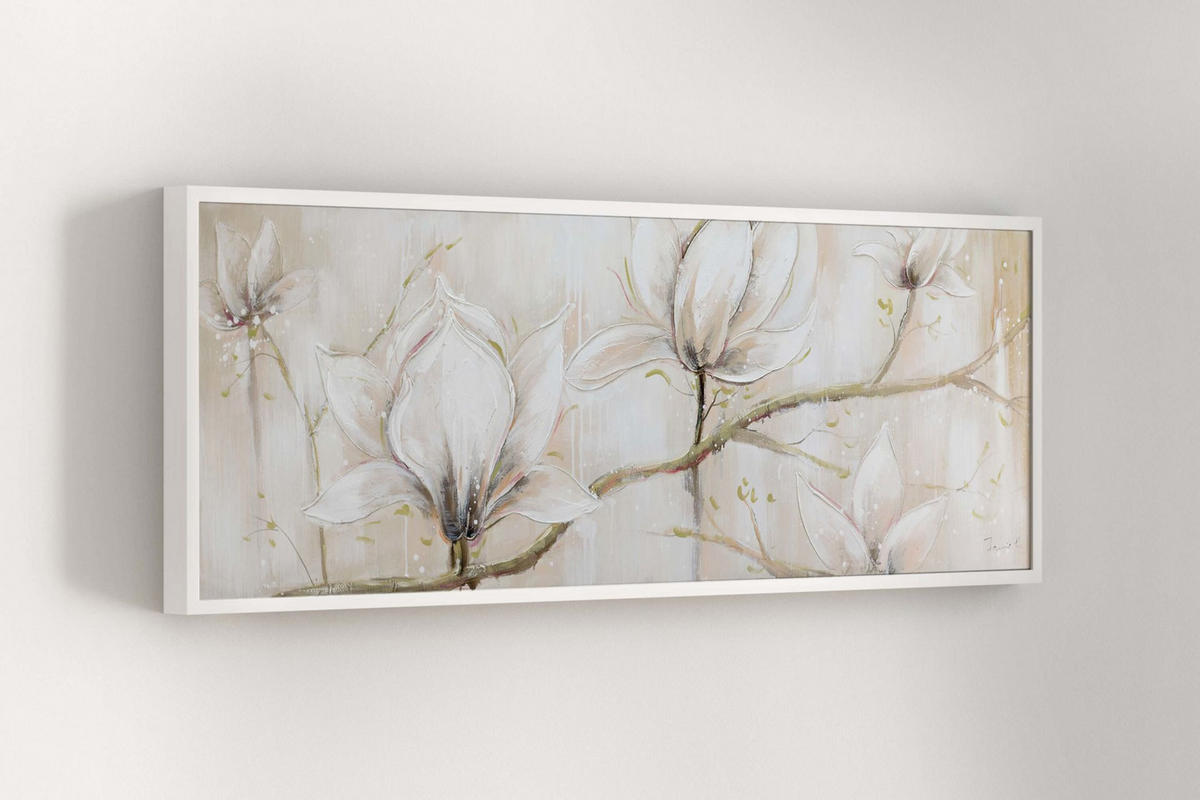 ÖLGEMÄLDE 150/50 cm - Beige/Weiß, Holz/Textil (150/50cm) - KUNSTLOFT