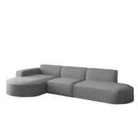 ECKSOFA Ottomane Palma Opera Velvet - Grau, Holzwerkstoff/Textil (296/165cm) - Fun Möbel