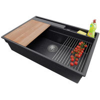 SPÜLBECKEN Oslo Pocket, 2-er set Anthrazit 78/53 cm 1 Becken + Ablauf-Set + Küchenzubehörset ab 80er Unterschrank - Chromfarben/Anthrazit, Kunststoff (78/20/53cm) - Primagran