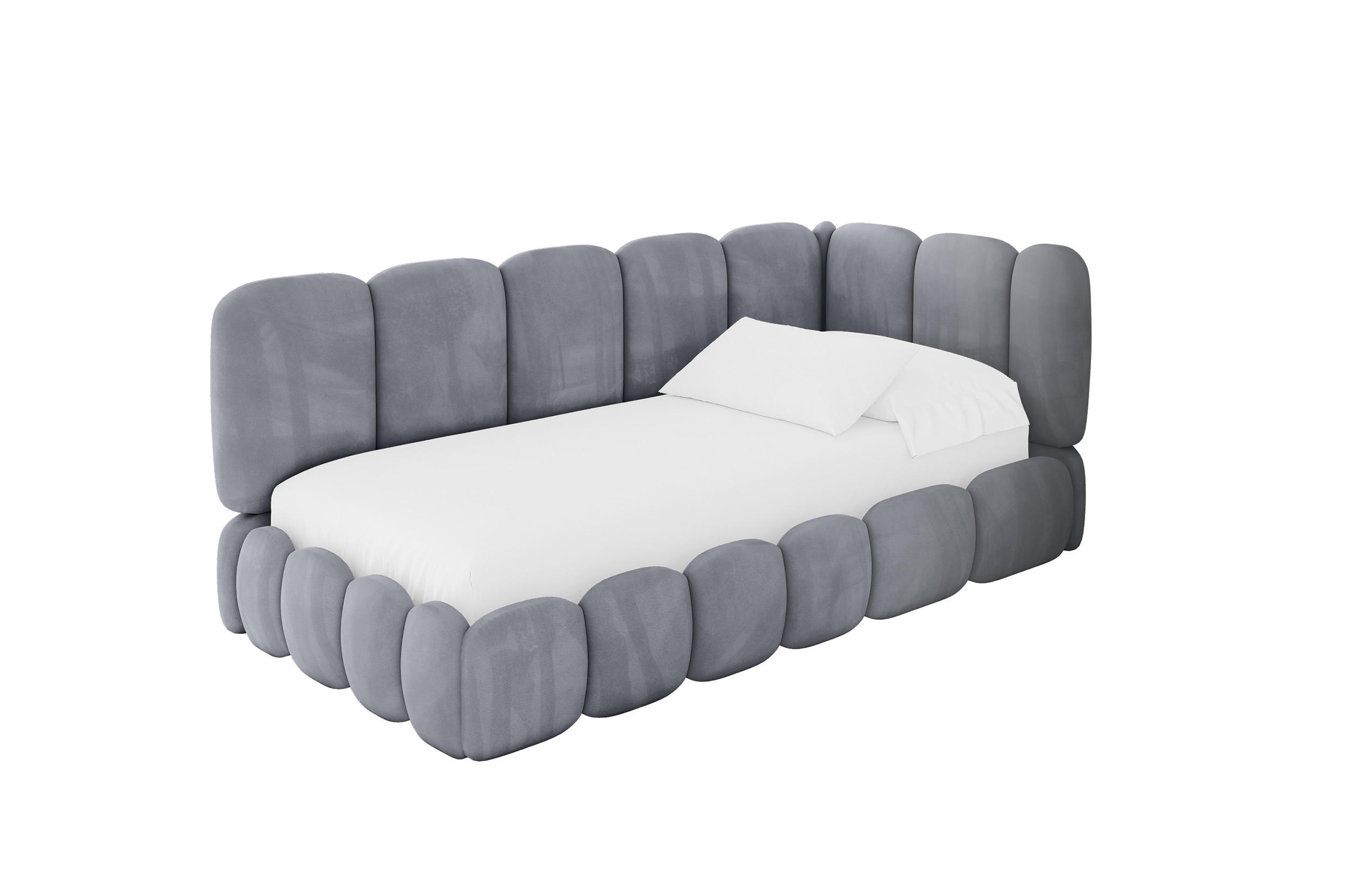 EINZELLBETT Jugendbett mit Bettkasten, Links - AVRY 80x200 Grau - Grau, Holzwerkstoff/Textil (80/200cm) - ALTDECOR