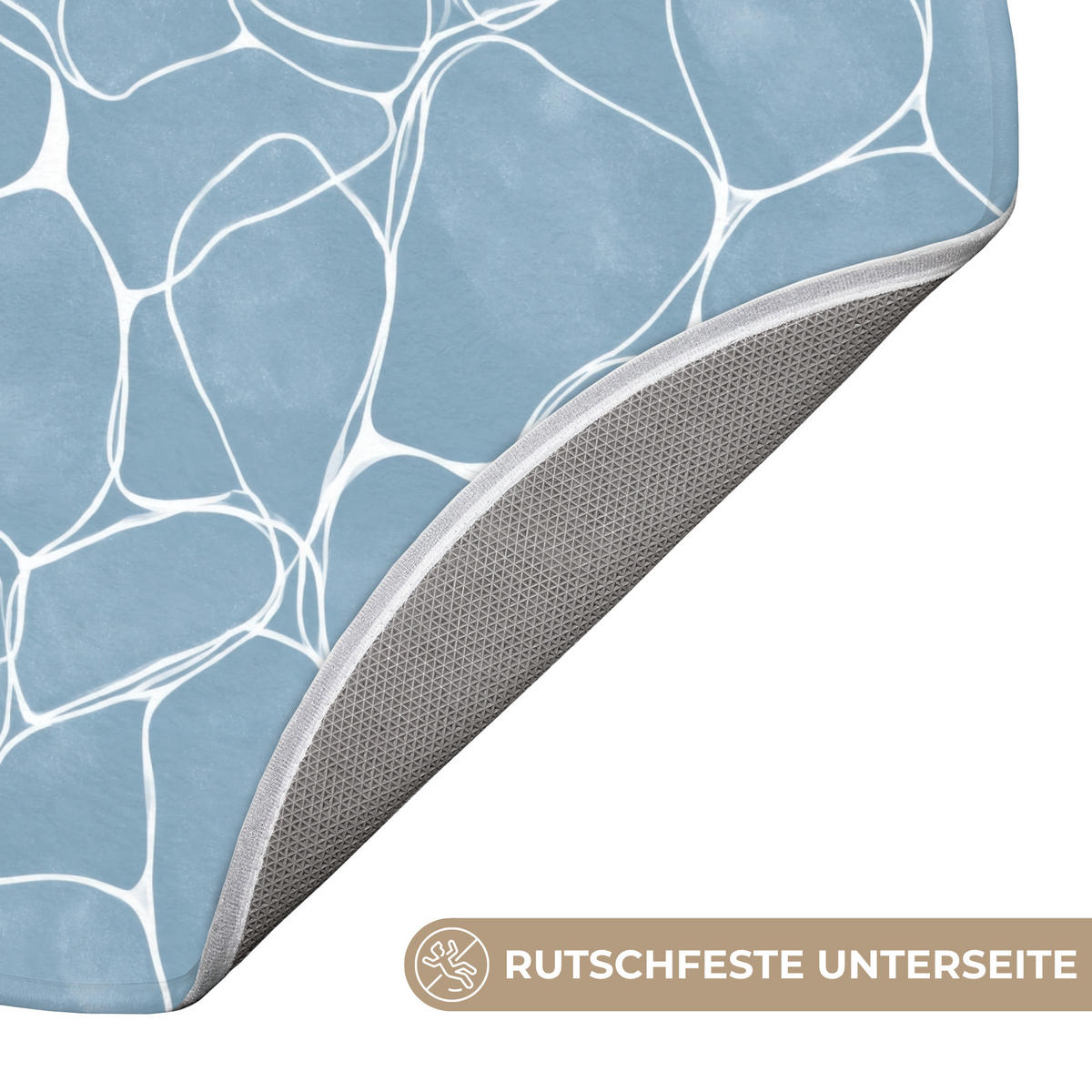 BADEMATTE Organisch - Muster - Blau 70x70 cm - Hellblau, Kunststoff/Textil (70/70cm)