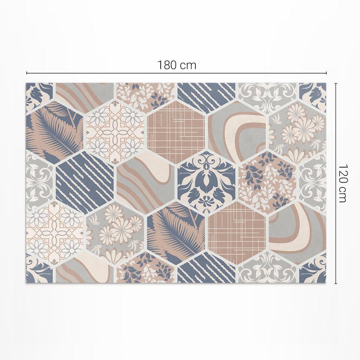 TEPPICH 120x180 cm Hawaiianische Hexagone Boho Kacheln - Beige, Kunststoff (120/180cm) - Wallfluent