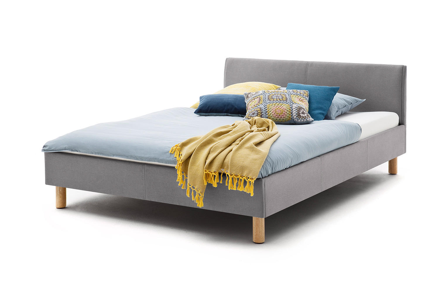 POLSTERBETT LEO Grau Eiche - Grau, Textil (120/200cm) - KAWOLA
