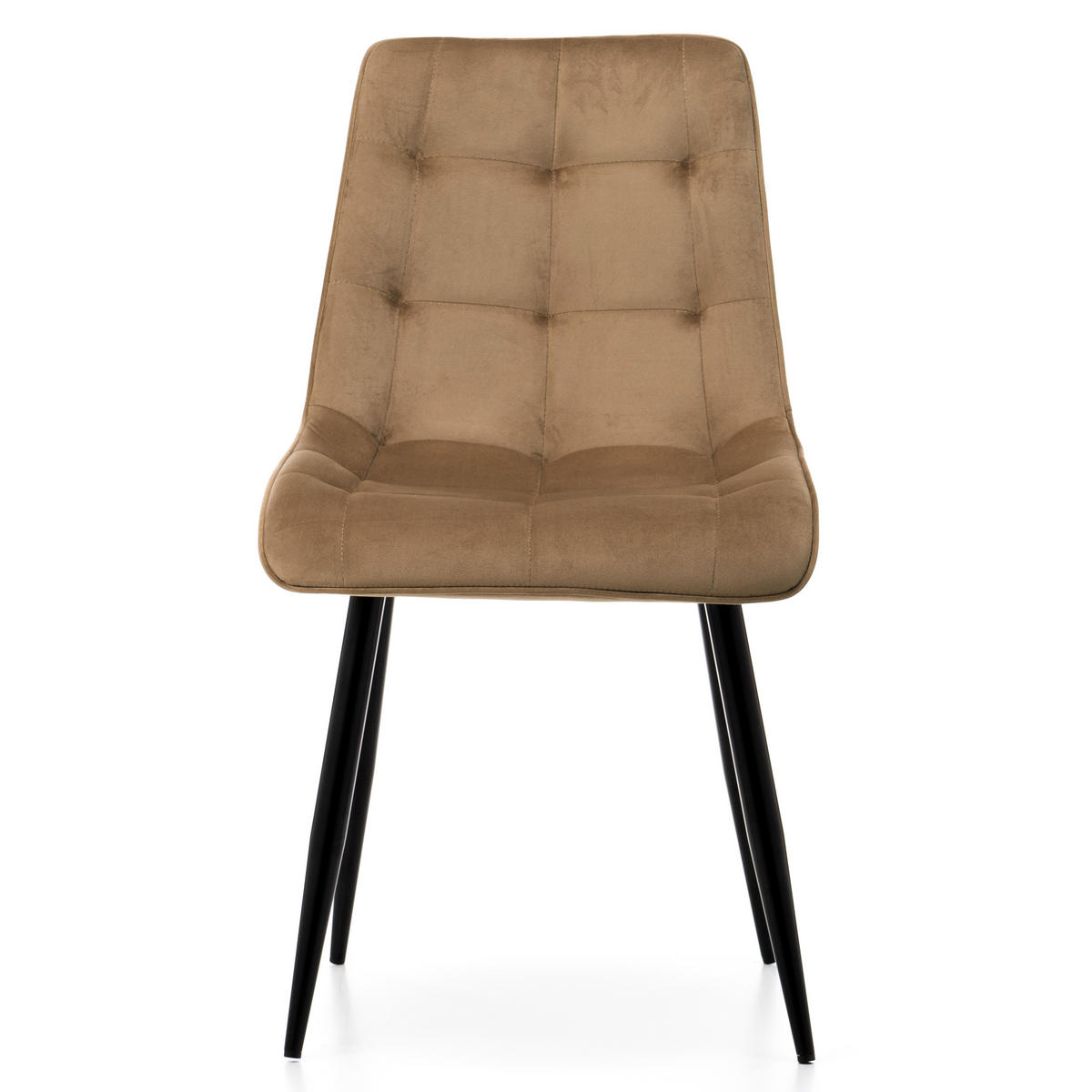 STUHL CHIC gespolsterter mit Steppung - beige - Samt Velours - Hellbraun/Beige, Metall (50/88/47cm) - NEW HOME