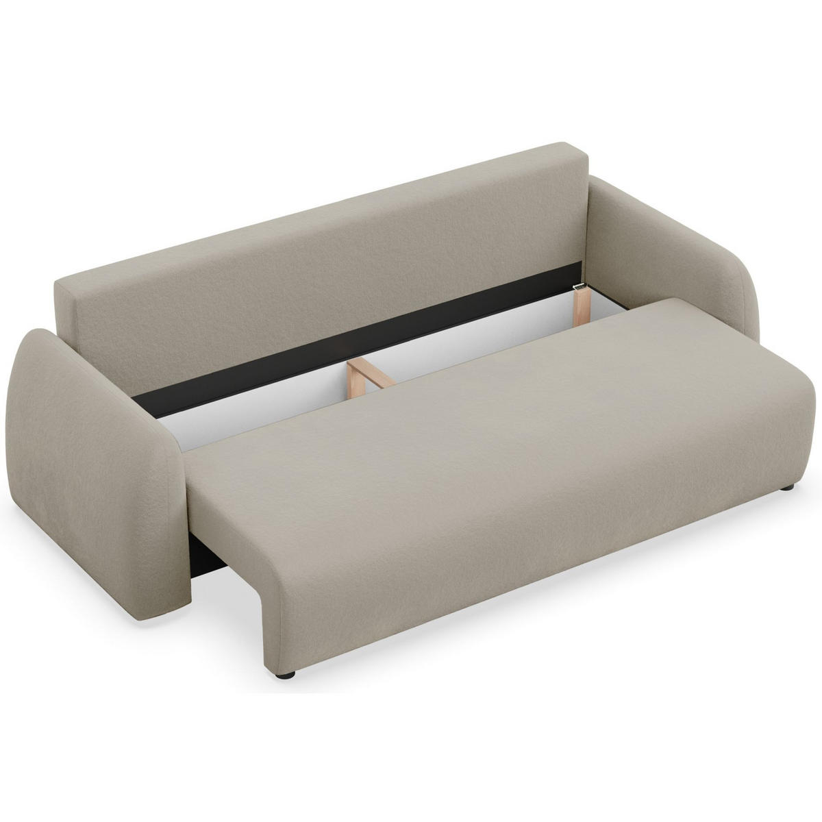 3-SITZER SOFA Nubelle Dunkelbeige Chenille-Bezug - Beige/Schwarz, Kunststoff/Textil (244/85/93cm) - Selsey