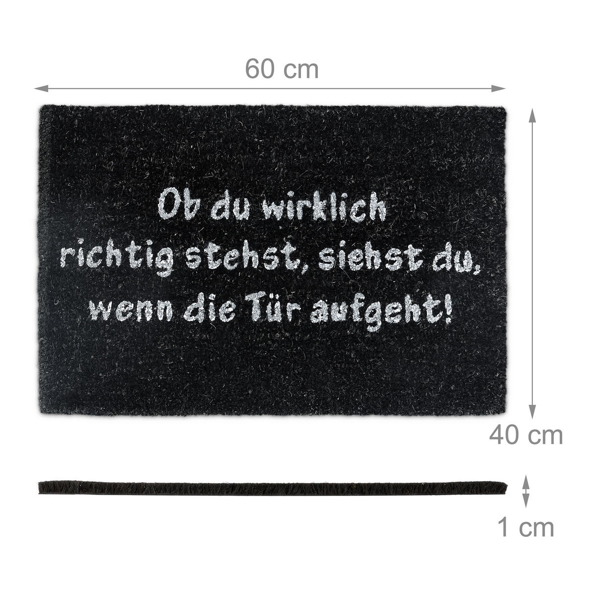 FUSSMATTE - Schwarz, Kunststoff/Textil (40/60cm) - Relaxdays