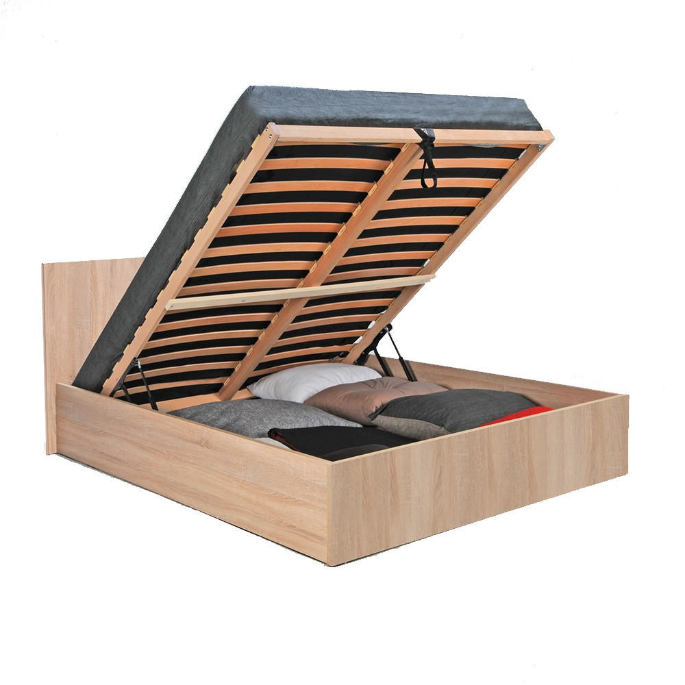 BETTKASTEN MADRID mit Lattenrost/ Bett 160x200 - Eiche gebleicht Dekor - Eichefarben, Holz/Holzwerkstoff (160/200cm) - Weber Industries