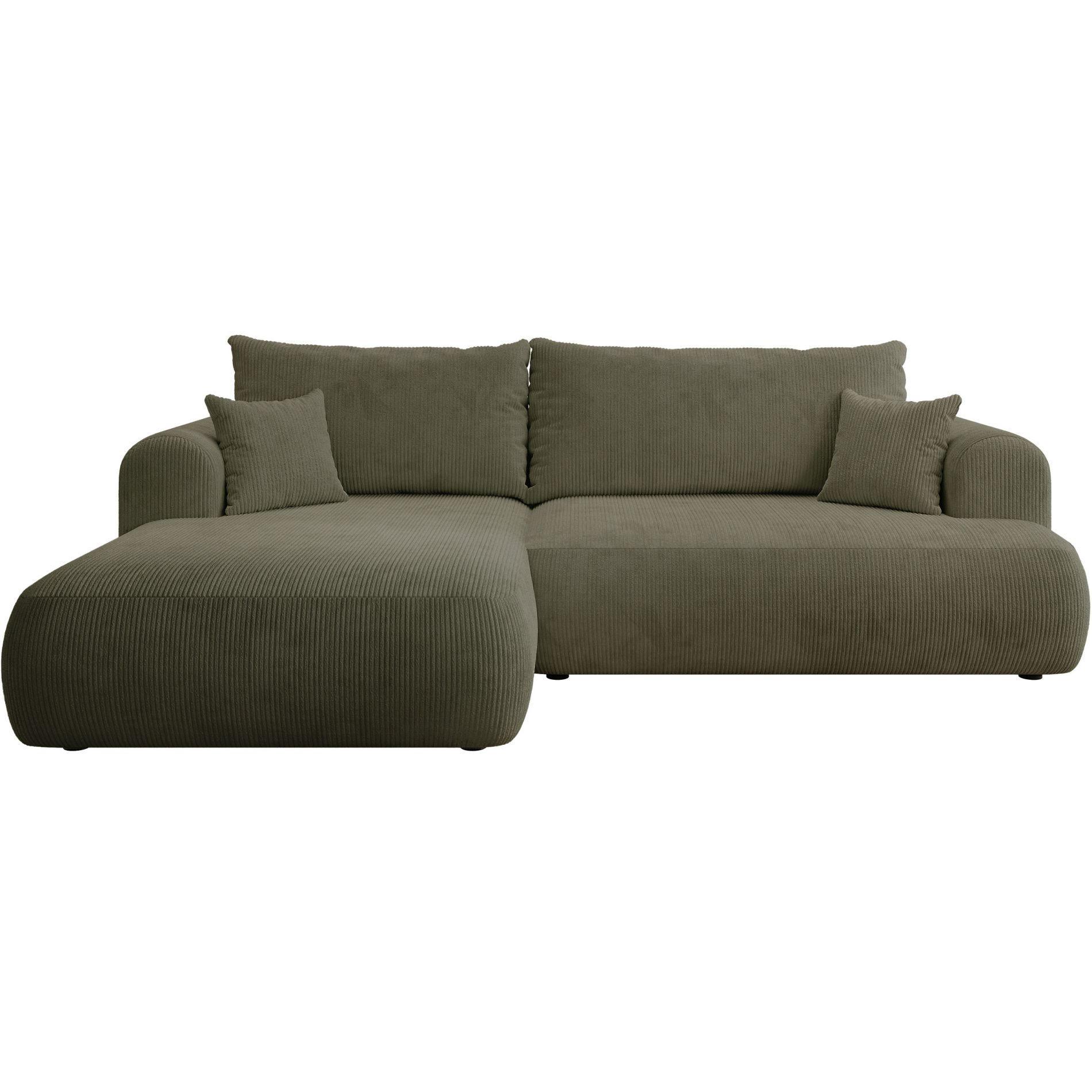 ECKSOFA Ovo Cord mit Cordbezug Olivgrün, links - Schwarz/Olivgrün, Textil (260/165cm) - Selsey