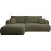 ECKSOFA Ovo Cord mit Cordbezug Olivgrün, links - Schwarz/Olivgrün, Textil (260/165cm) - Selsey
