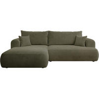 ECKSOFA Ovo Cord mit Cordbezug Olivgrün, links - Schwarz/Olivgrün, Textil (260/165cm) - Selsey