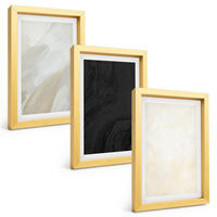 BILDER SET 3er Set - 20x30 cm Goldrahmen - Strukturen schattieren Minimalismus - Goldfarben, Kunststoff (20/30cm) - TULUP