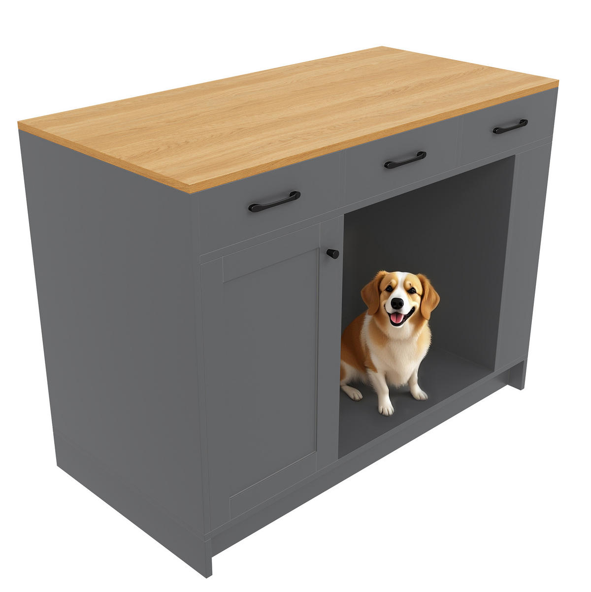 SERVIERWAGEN 120x46x85cm Grau mit Gewürzregal & verstellbaren Regalen - Grau, Holzwerkstoff (120/90/60cm) - Modfu