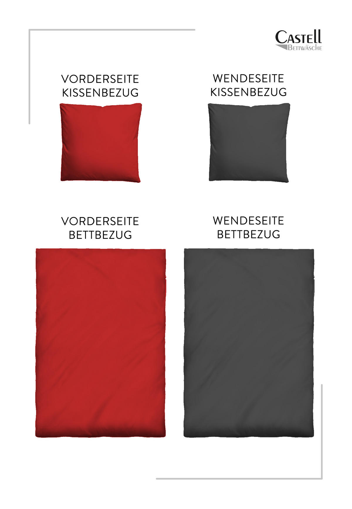 BETTWÄSCHE-GARNITUR Mikrofaser UNI rubin, 135x200 cm + 80x80 cm - Dunkelrot, Textil (135/200cm) - Castell