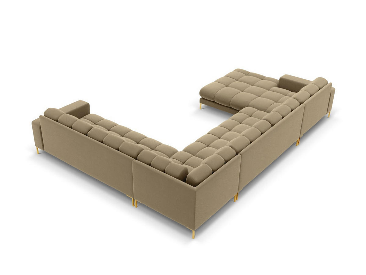 PANORAMASOFA rechts Mamaia aus Samt beige 7 Sitzplätze - Beige, Textil (256/75/327cm) - Micadoni