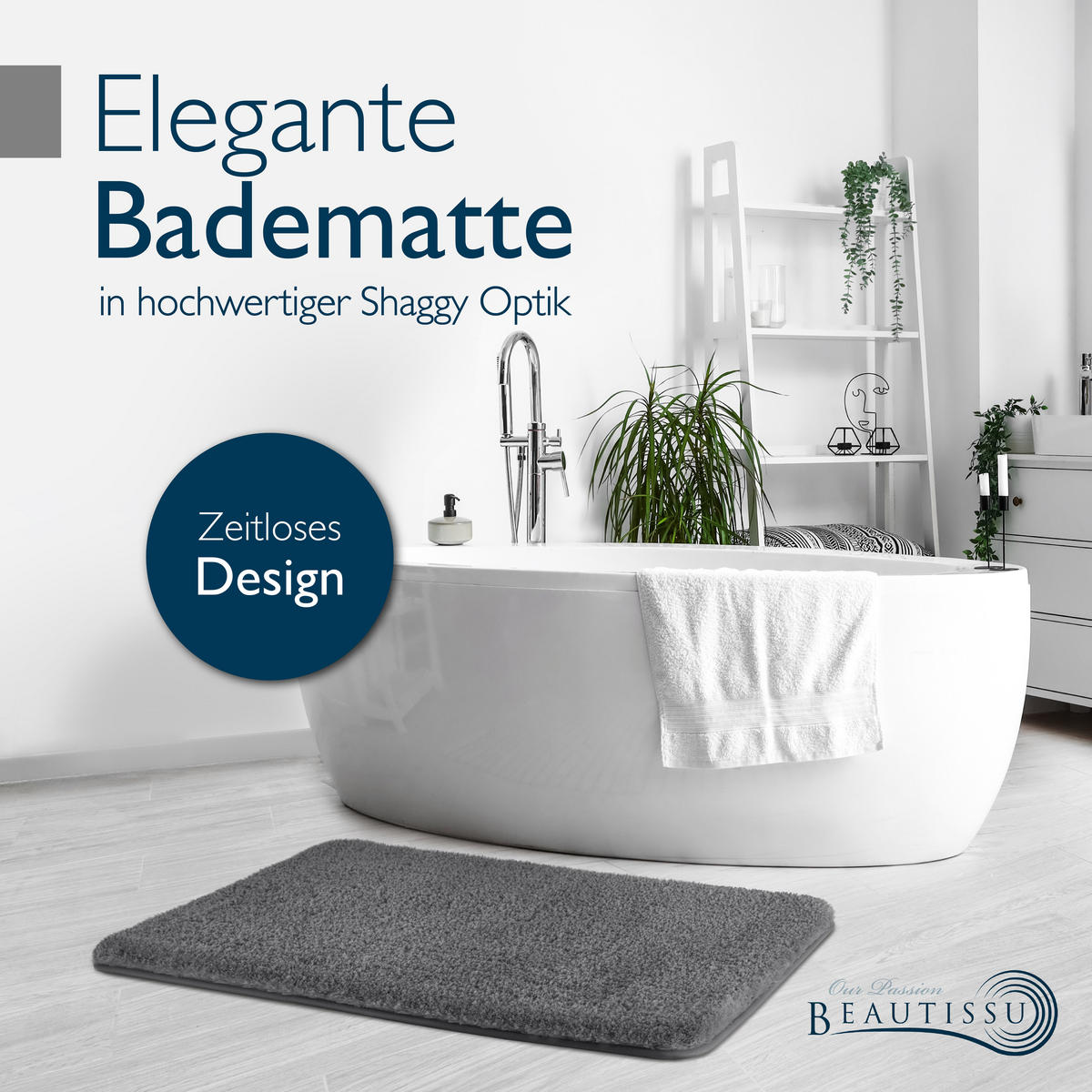 VORLEGER MATTE BeauMare FL 50/80cm Anthrazit - Anthrazit, Textil (50/80cm) - Beautissu 