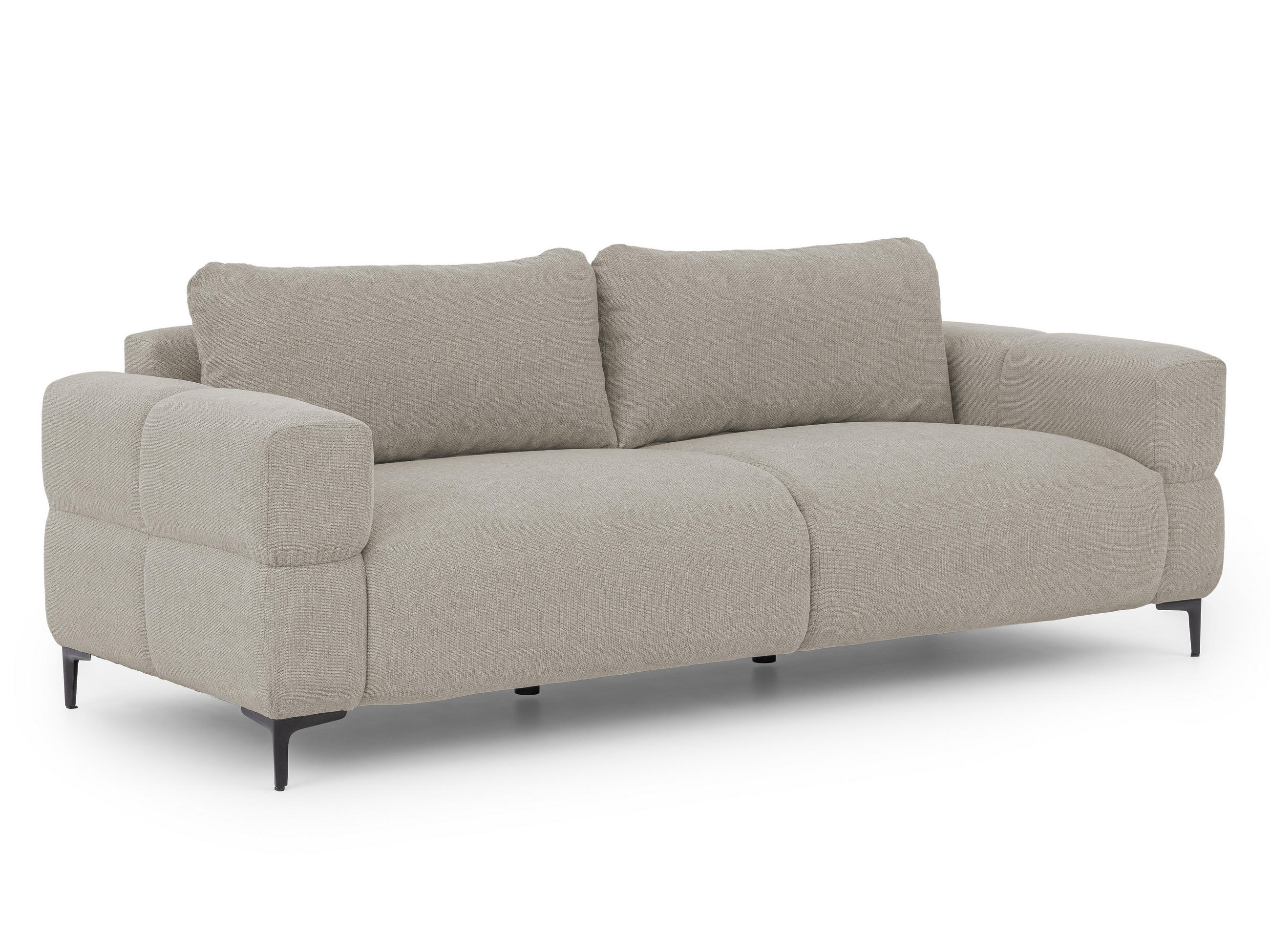 3-SITZER-SOFA Cardea in Bubble-Optik aus weichem Taupe Strukturstoff mit hohem Sitzkomfort - Taupe/Schwarz, Holz/Textil (217/80/97cm) - S-Style Möbel