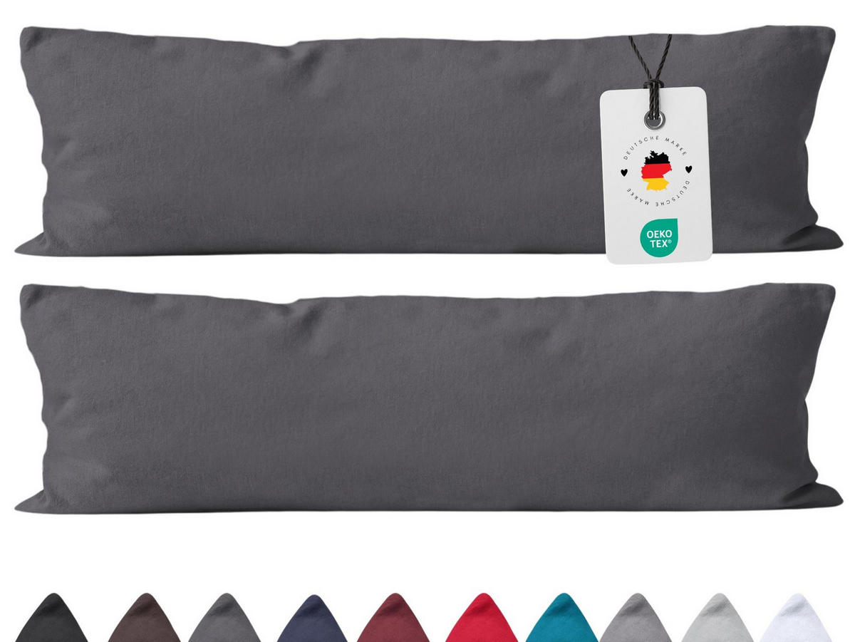SEITENSCHLÄFERKISSEN-BEZUG 40x145 cm aus 100% Baumwolle, KISSENBEZUG Anthrazit Uni - Anthrazit, Textil (145/40cm) - Carpe Sonno