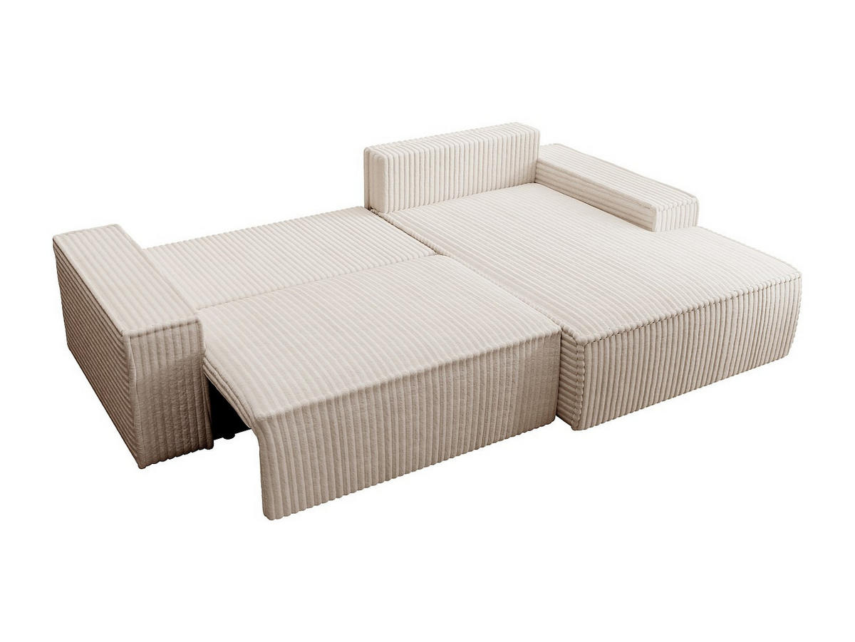 SCHLAFSOFA - 4 Personen-Sitzer - Samt, Stoff - Beige - - Beige, Textil (267/85/167cm) - Vente-Unique