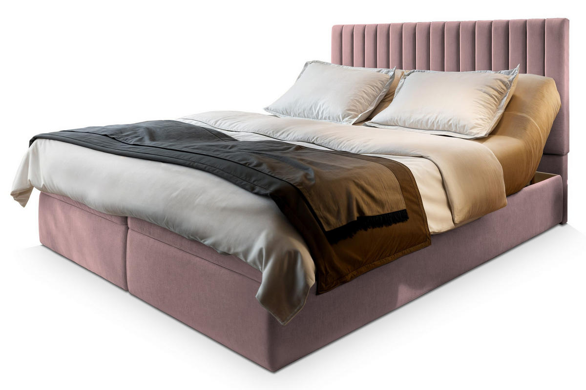 POSTEL BOXSPRING MURLO 160x200 cm, s matrací a úložným prostorem, starorůžová - starorůžová, kompozitní dřevo/textil (160/200cm) - MASSENO