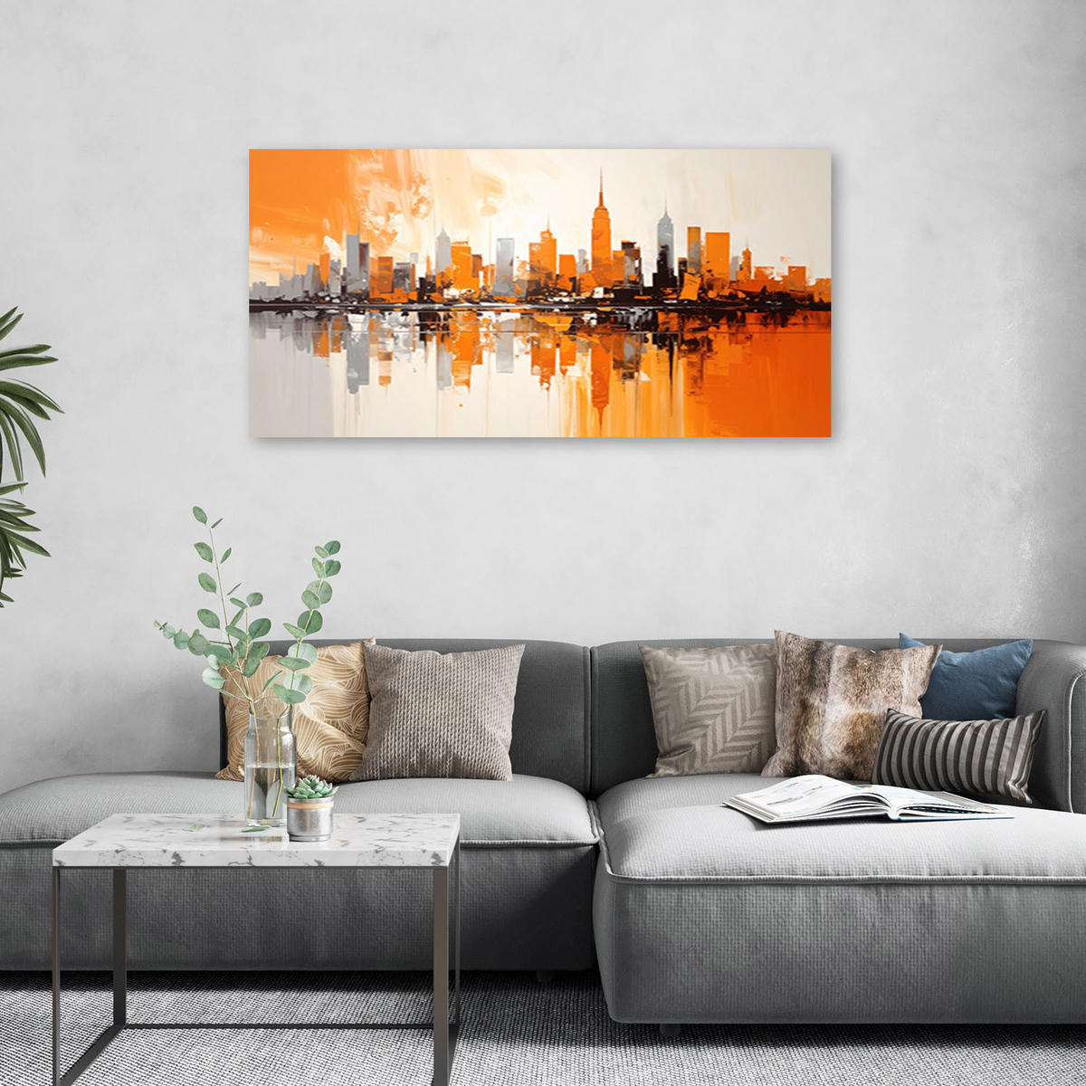 LEINWANDBILD Städte & Architektur 100x50cm - Orange, Textil (100/50cm) - Feeby
