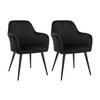 STUHL mit Armlehnen 2er-Set - Samt & Metall schwarz - Schwarz - ELEANA - Schwarz, Textil (59/82/58cm) - Vente-Unique