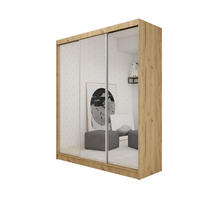 ŠATNÍ SKŘÍŇ S POSUVNÝMI DVEŘMI BELLINA, 180/216/61 cm 3dveřová se zrcadlem, dub Artisan - dub artisan, kompozitní dřevo (180/216/61cm) - MASSENO