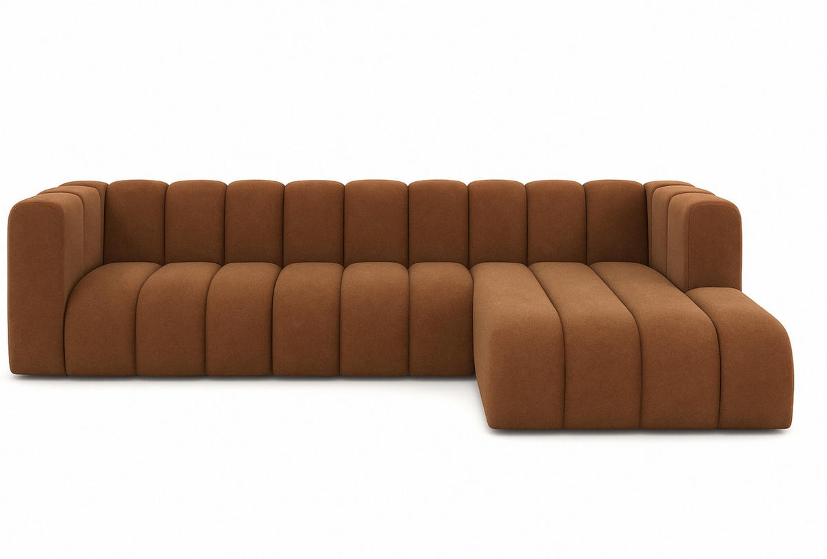 ECKSOFA L-Form GRAND 318 cm, Stoff Salvador, Dunkelbraun, Rechts - Dunkelbraun, Holz (318/179cm) - Kaiser Möbel