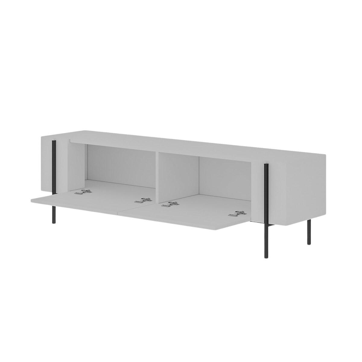 TV-MÖBEL mit 2 klappbaren Türen und Metallfüßen 31,4/160/45,6 cm - Weiß, Holzwerkstoff (31.4/45.6/160cm) - Calicosy