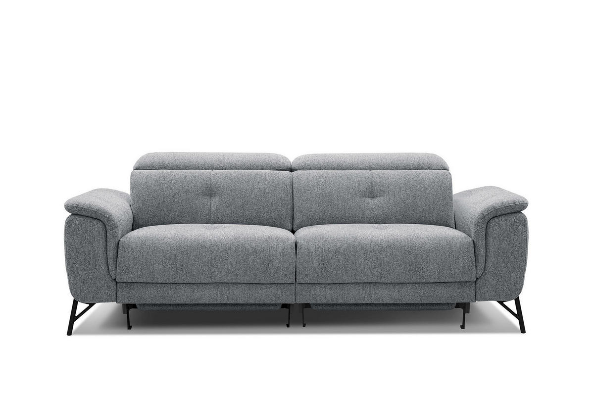 SOFA AVENA 3-Sitzer mit 2 Relaxfunktionen, grau - Grau, Holzwerkstoff/Textil (204/80/108cm) - Courtois Laville