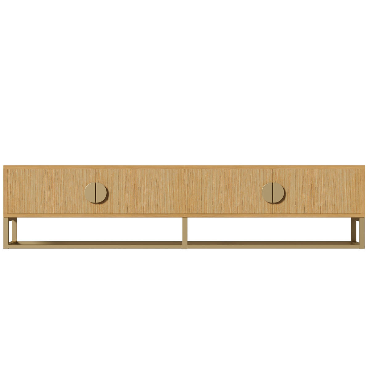 TV stolek 180/40/40 cm s úložným prostorem, soft-close panty a rýhovanými dvířky, Dřevěná - hnědá, kompozitní dřevo (180/40/40cm) - Redom