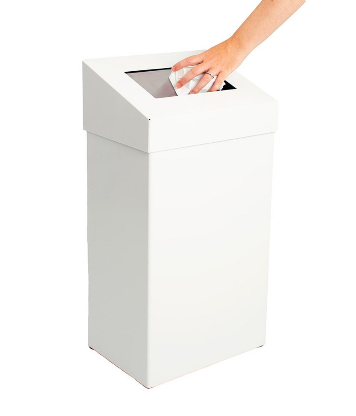 MÜLLEIMER Robuster Mit Pushdeckel 50 Liter 68 x 38 x 25 cm Aluminium Weiß - Weiß, Metall (38/68/25cm) - PROREGAL