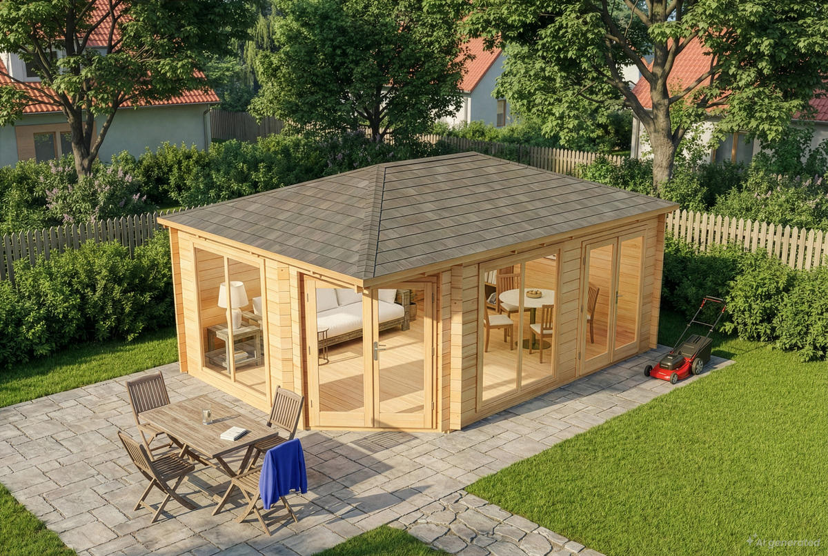 GARTENHAUS Holz Julia - Naturfarben, Holz (598/281/410cm) - Alpholz