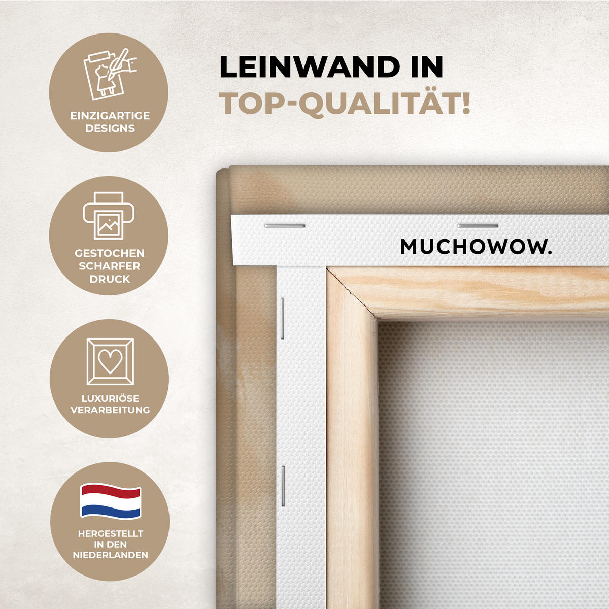 LEINWANDBILD Weihnachten - Hirsch - Geweih - Weihnachtskugel - Rentier Wandbild Wohnzimmer 50x50 cm - Hellbraun, Textil (50/50cm) - MuchoWow