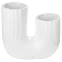 BLUMENVASE Steinzeug weiß Mitilini - Weiß, Keramik (23cm) - Beliani