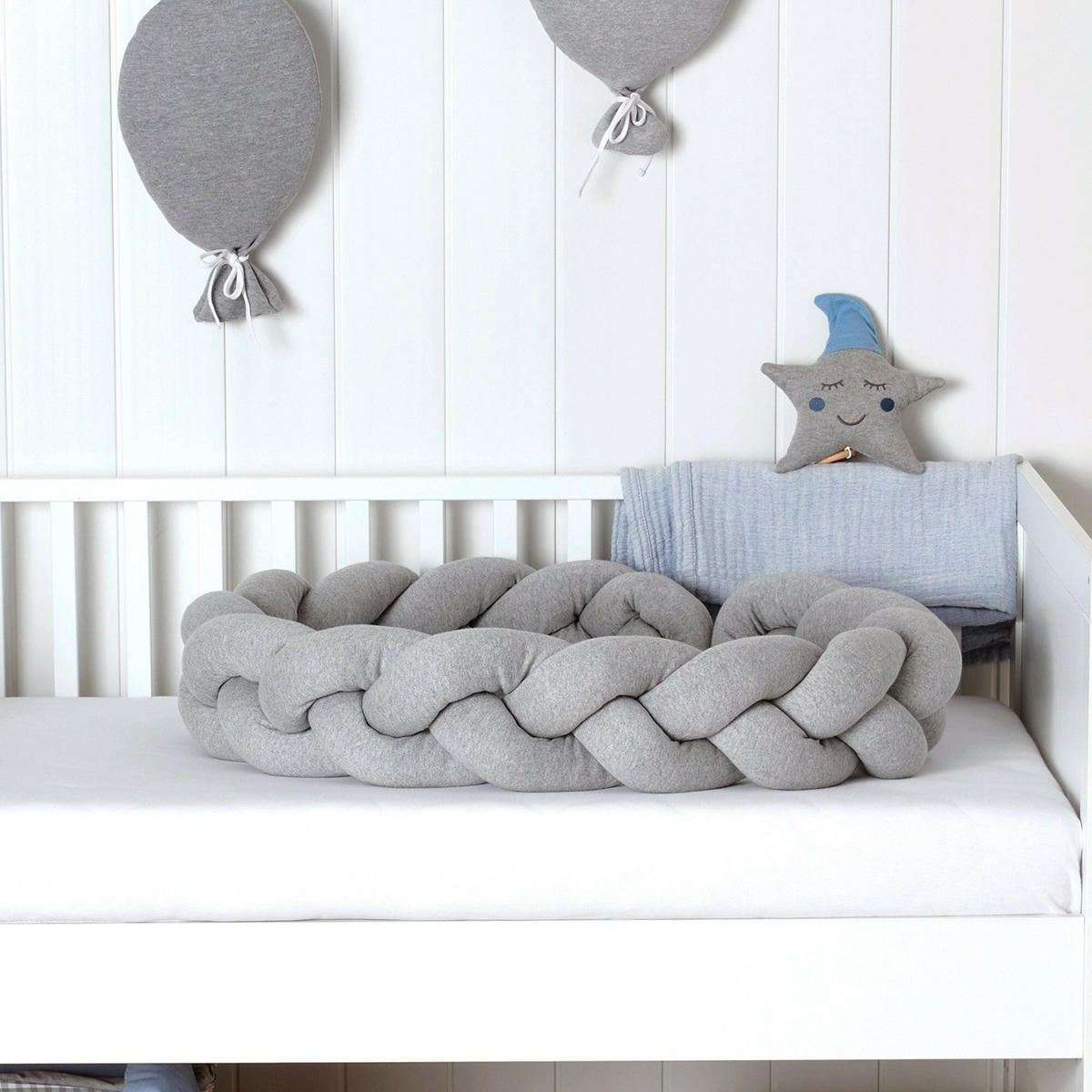 BETTSCHLANGE geflochten Grau Jersey - Grau, Textil (16/200cm) - nordic coast company