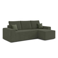 ECKSOFA L Form Talaton Olivgrün 246/149/87 cm – mit Schlaffunktion und Bettkasten - Schwarz/Grün, Kunststoff/Textil (246/149cm) - AX Living