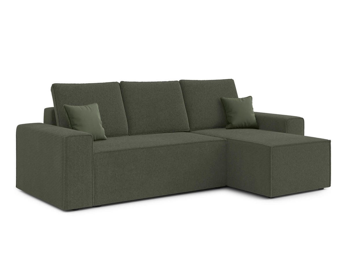ECKSOFA L Form Talaton Olivgrün 246/149/87 cm – mit Schlaffunktion und Bettkasten - Schwarz/Grün, Kunststoff/Textil (246/149cm) - AX Living