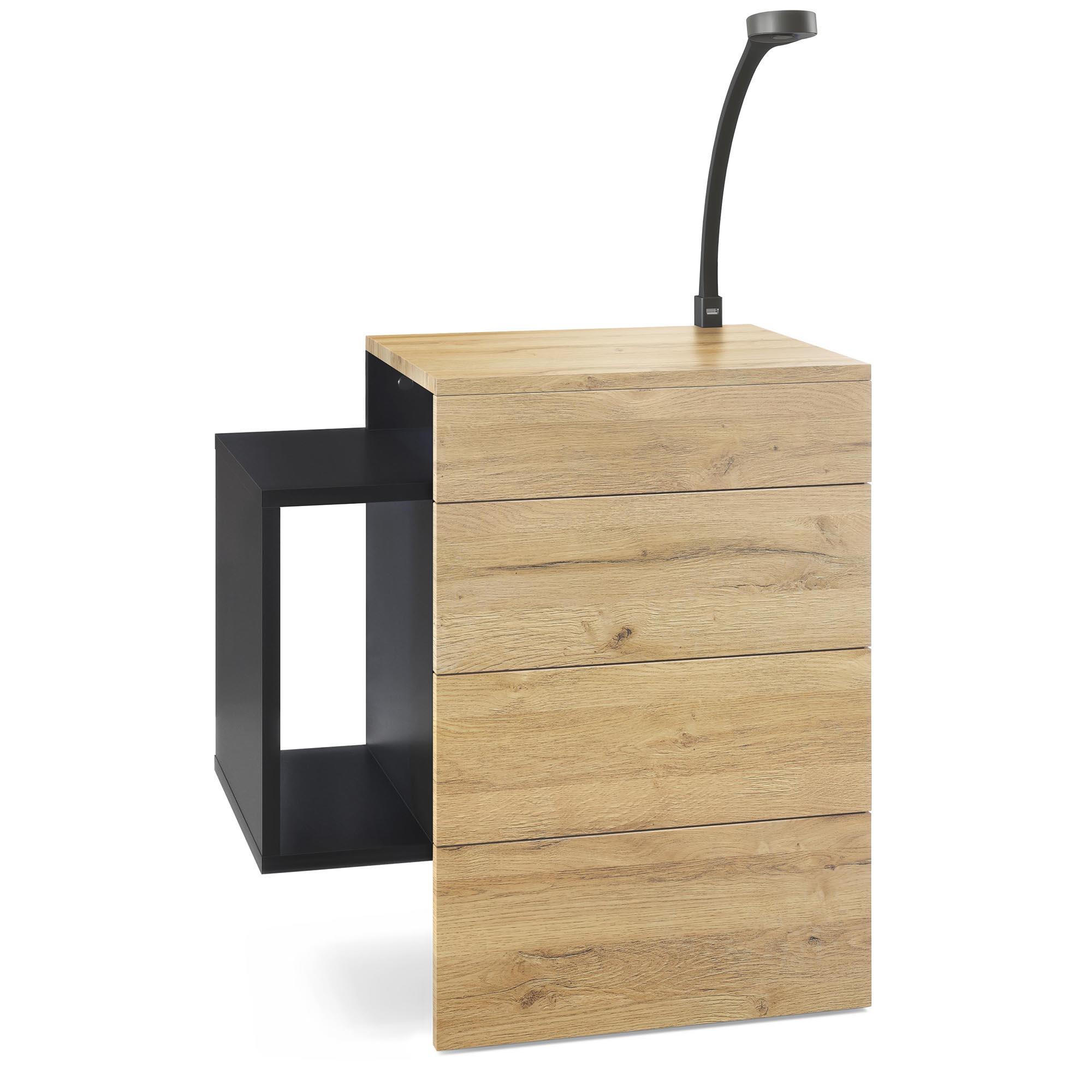 NACHTTISCH Queens Front in Eiche Natur - Eichefarben, Holzwerkstoff (60/63/36cm) - Vladon