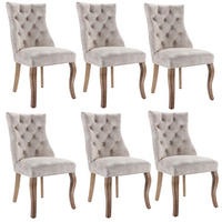 ESSZIMMERSTUHL Samt mit hoher Rückenlehne ca. 51 cm Light Beige 6er-Set - Beige, Metall (51/97/51.1cm) - Meubliv