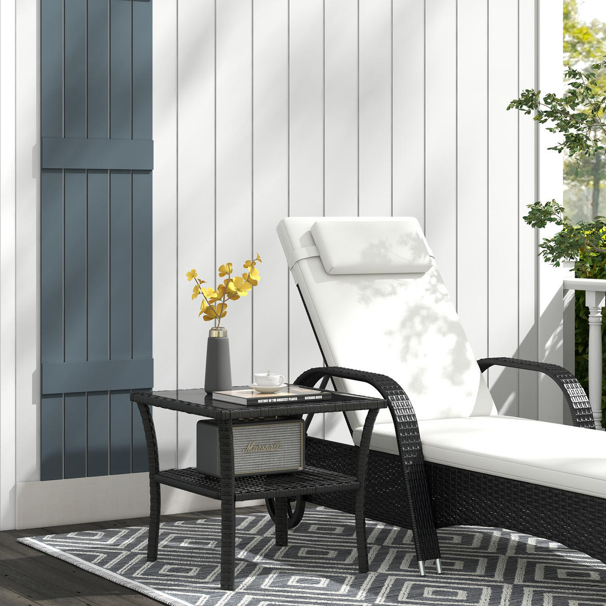 GARTENBEISTELLTISCH Quadratisch Schwarz 50/50/45 cm - Schwarz, Metall (50/50/45cm) - Outsunny