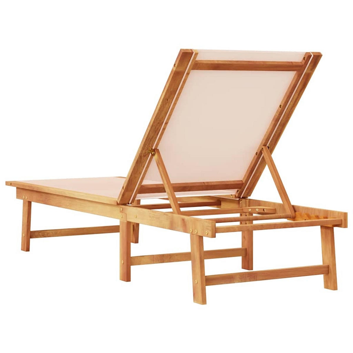SONNENLIEGE Creme Massivholz Akazie Und Textilene - Braun, Holz (200/33.5/66cm) - vidaXL