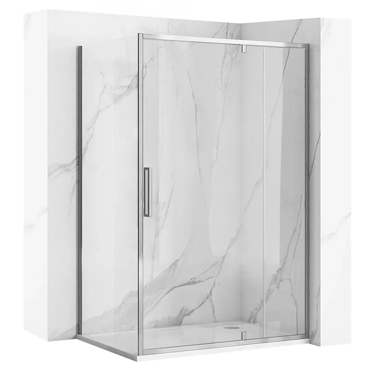 DUSCHKABINE Rea Rapid Swing Chrom 100x80 - Chromfarben, Glas (100/80/195cm) - REA