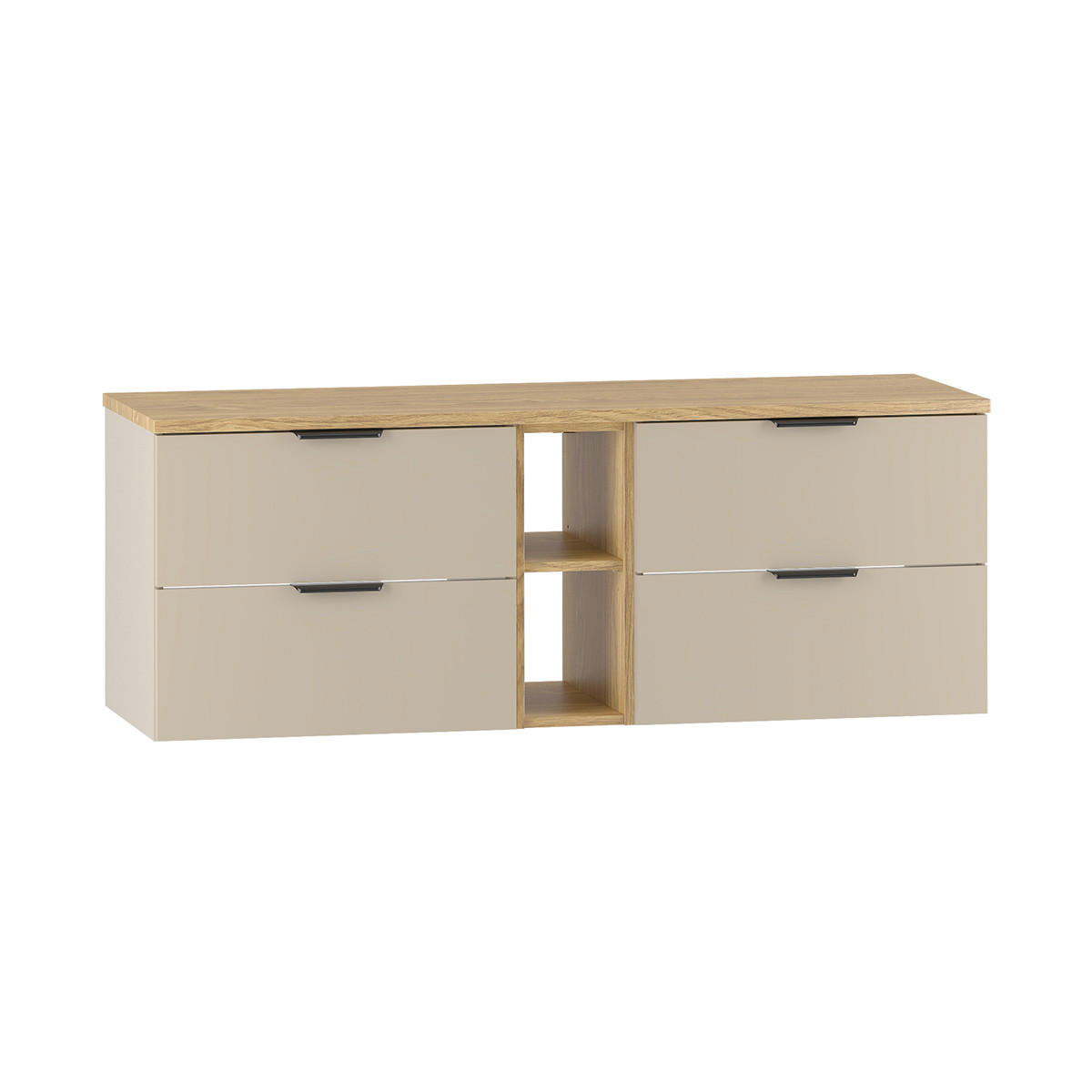 WASCHTISCHUNTERSCHRANK 140.6cm Astrid Kaschmir und Holz - Beige, Holzwerkstoff (140.6/52.2/46.5cm) - Petits-meubles