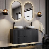 BADMÖBEL-SET 3-TLG. Newport-56 - Schwarz, Holzwerkstoff (120/200/40cm) - Lomado