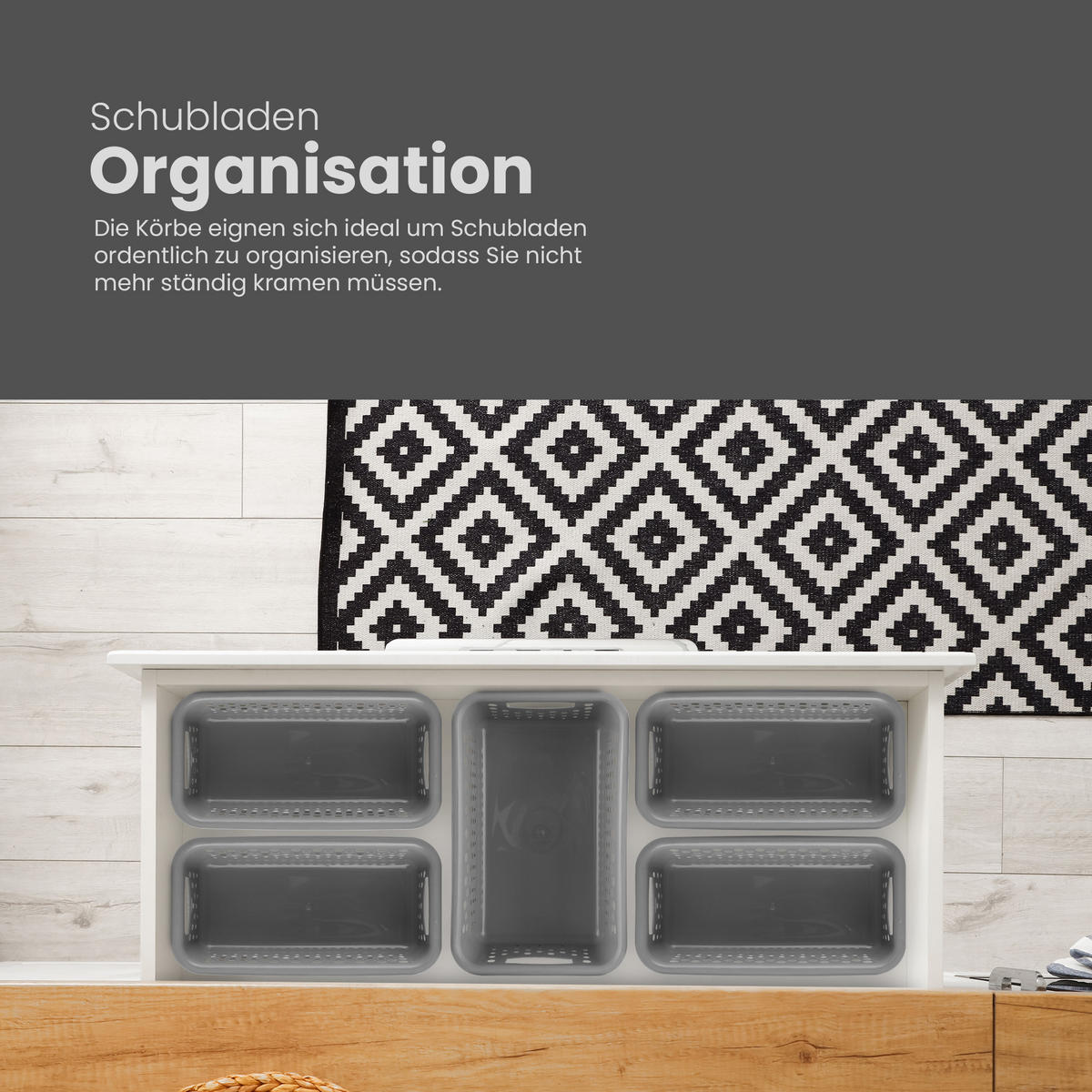 AUFBEWAHRUNGSKORB Anthrazit 44x30x17 cm - 4er-Pack - Anthrazit, Kunststoff (30/17/44cm) - ProHome
