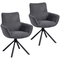 JÍDELNÍ židle, sada 2 ks, polyester a kov, tmavě šedá - černá/tmavě šedá, kov/textil (64/87/67cm) - HOMCOM